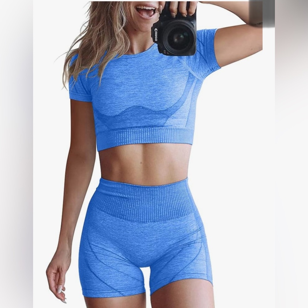 Blue Seamless Activewear Set 🧘